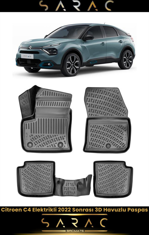 Citroen C4 Elektrikli 2023 Model Araca Özel 3D Havuzlu Paspas