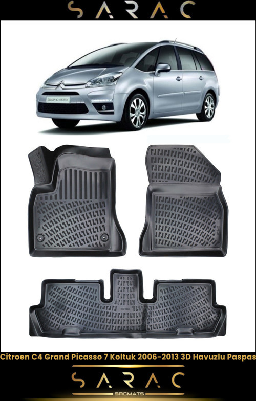 Citroen C4 Grand Picasso 7 Koltuk 2008 Model Araca Özel 3D Havuzlu Paspas