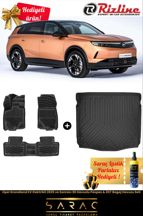 Opel Grandland Ev Elektrikli 2025 Ve Sonrası Havuzlu Paspas & Üst Bagaj Havuzu Seti+Hediyeli!
