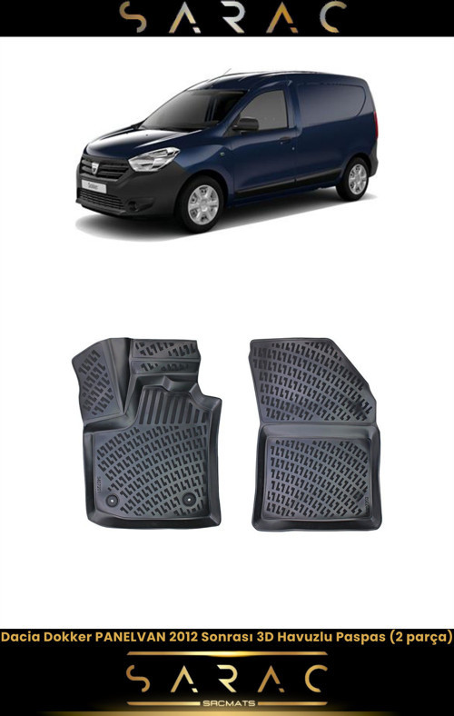 Dacia Dokker Panelvan 2023 Model Araca Özel 3D Havuzlu Paspas(2 Parça)
