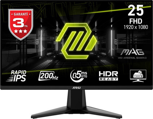 Msi 24.5" Mag 255F E20 1920X1080 Flat Rapid İps 200Hz 0.5Ms (Gtg) Freesync Premium Gaming Monitor
