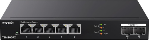 Tem2007X 2.5Gb Switch 7 Port 5X2.5G Por+2X10Gb Sfp+ 50Gbps Yönetilmeyen Nas, Oyun Pcsi Switch