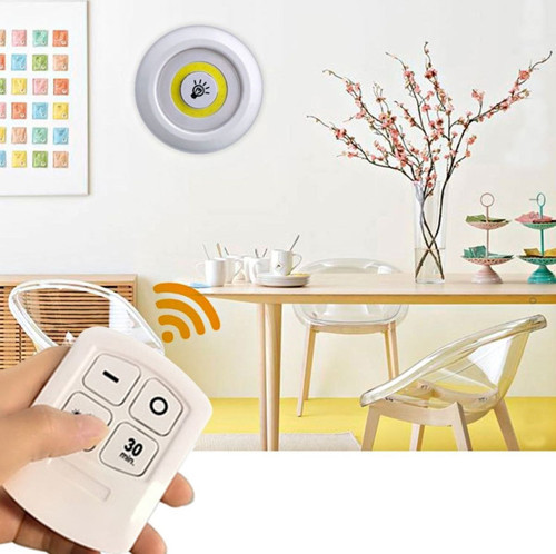 BUFFER® 3lü Uzaktan Kumandalı Pilli Yapışkanlı Kablosuz Led Spot Lambalar