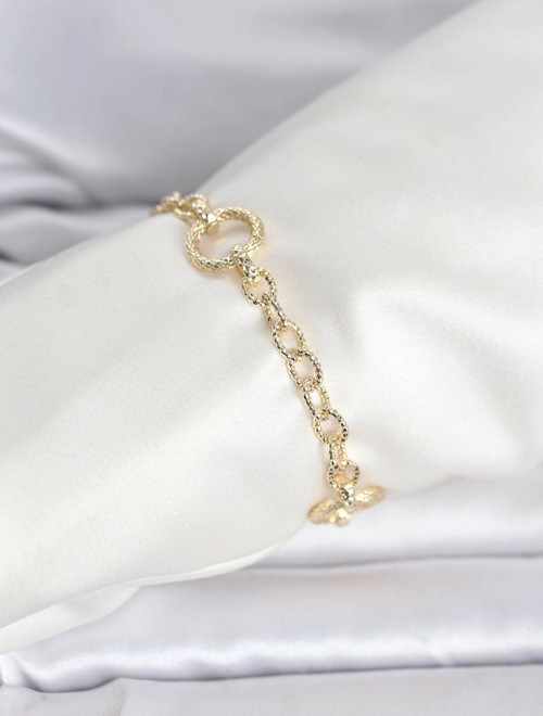 CM 14K Gold Renk Lazerli Halka Model Kadın Bileklik
