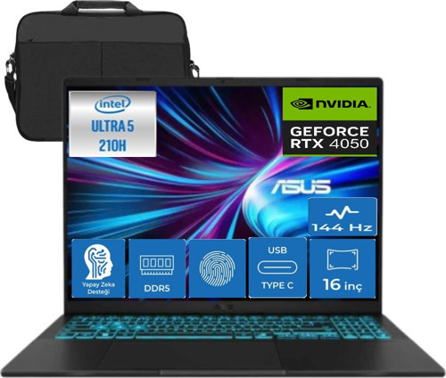Vivobook 16 V3607VU Intel Core 5 210H 8gb 512 SSD RTX4050 6gb Windows 11 Home 16" Wuxga 144HZ 300NITS Taşınabilir Bilgis