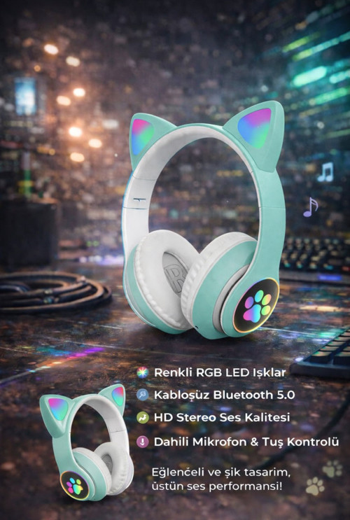 🎧 STN-28 RGB Kedi Kulak Bluetooth Kulaklık 🐱✨