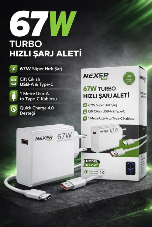 ⚡ 67W Turbo PD Çift Çıkışlı Hızlı Şarj Adaptörü 🔋