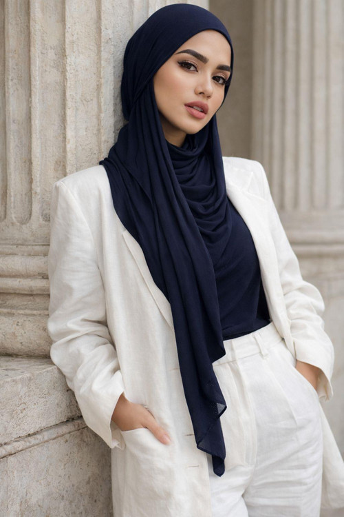 Lacivert Bandana Bone Şal