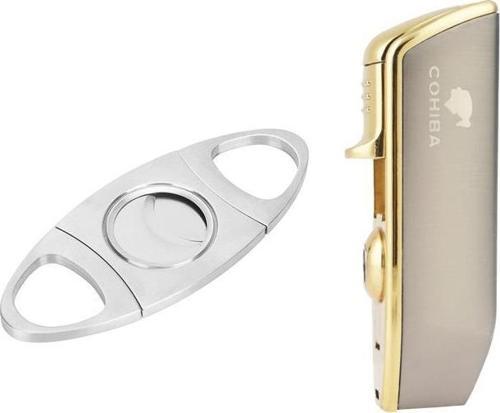 Gunmetal Üç Torch Pürmüz Çakmak Ve Metal Kesici Set