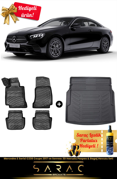 Mercedes E Serisi C238 Coupe 2017 Ve Sonrası Araca Özel 3D Havuz Paspas & Bagaj Havuz Set+Hediyeli!