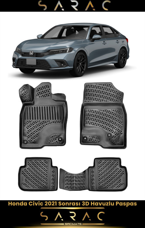 Honda Civic Sedan/Hb 2022 Model Araca Özel 3D Havuzlu Paspas