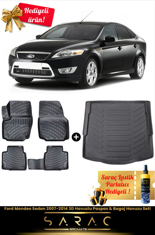 Ford Mondeo Sedan 2007-2014 Araca Özel 3D Havuzlu Paspas & Bagaj Havuzu Seti+(Hediyeli!)