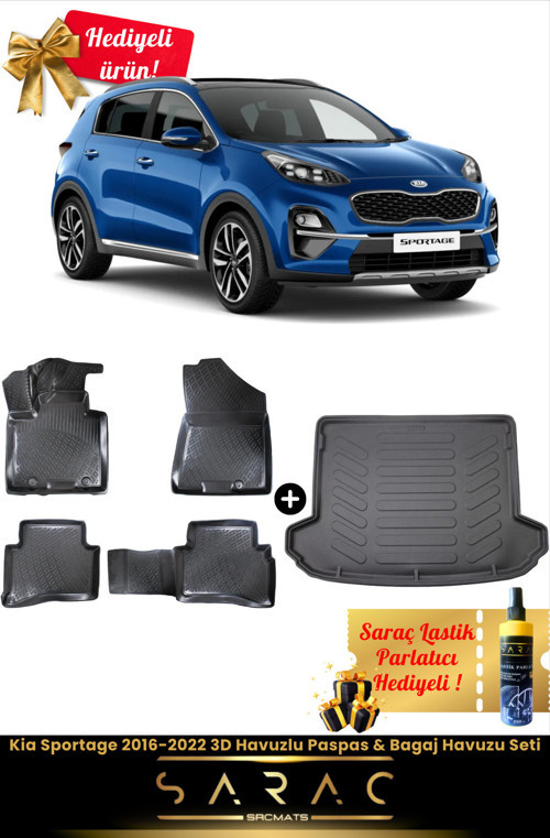 Kia Sportage 2016-2022 Araca Özel 3D Havuzlu Paspas & Bagaj Havuzu Seti+(Hediyeli!)