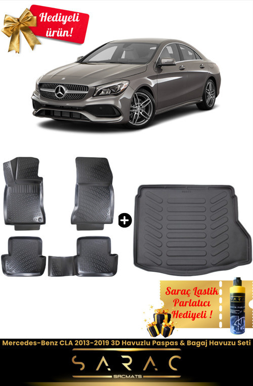 Mercedes-Benz Cla 2013-2019 Araca Özel 3D Havuzlu Paspas & Bagaj Havuzu Seti (Hediyeli!)