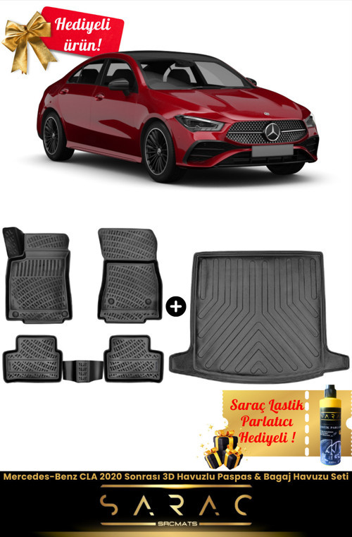 Mercedes-Benz Cla 2020 Sonrası Araca Özel 3D Havuzlu Paspas & Bagaj Havuzu Seti (Hediyeli!)