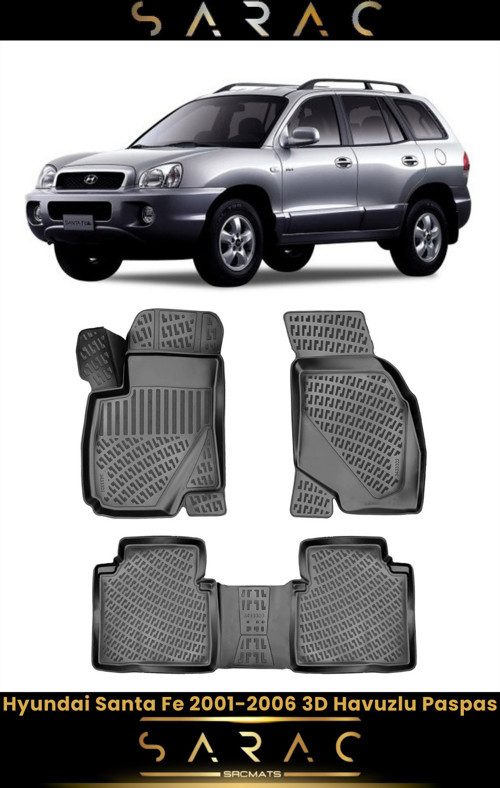 Hyundai Santa Fe 2002 Model Araca Özel 3D Havuzlu Paspas