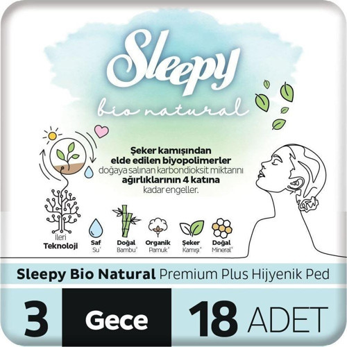 Bio Natural Premium Plus Hijyenik Ped Gece 18 Adet Ped