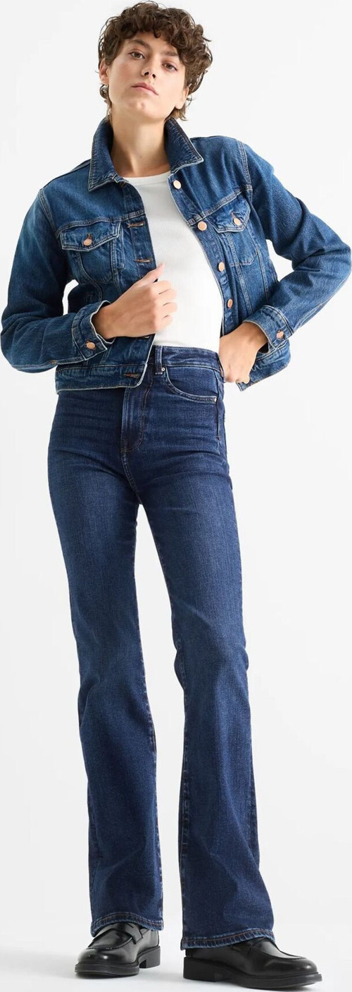 Kadın Bootcut Kot Pantolon Yüksek Bel İspanyol Paça Jeans Bol Paça Kot Pantolon