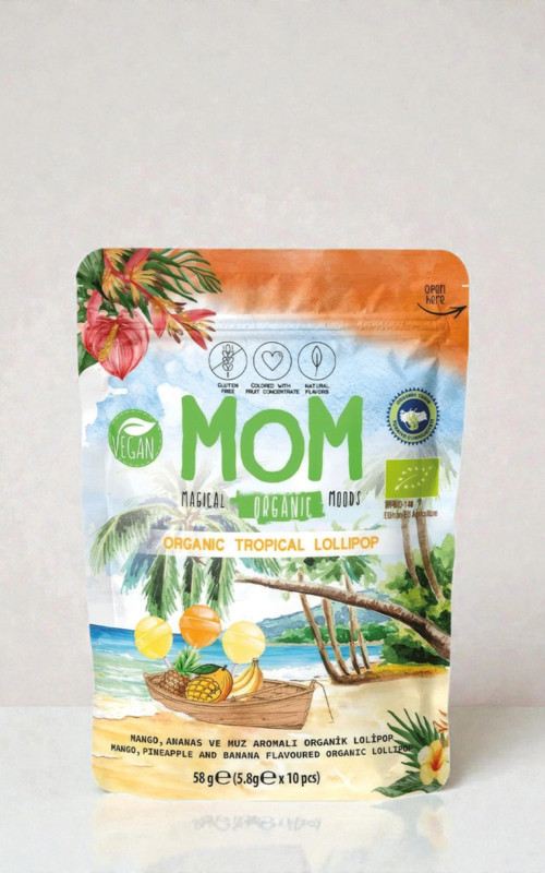 Mom Organik Tropikal Lolipop Şeker 58g