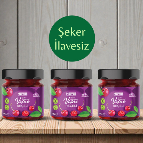 Şeker İlavesiz %65 Vişneli Reçel 275 g x 3 Adet