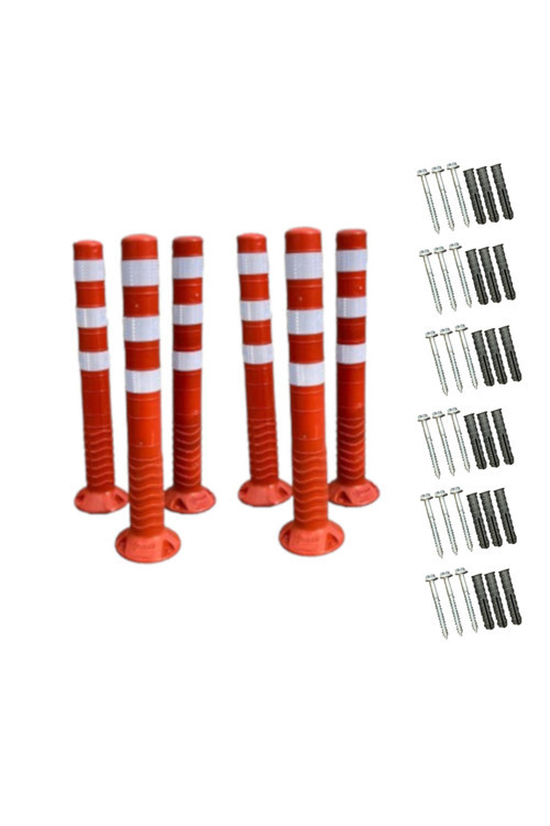 Esnek Otopark Dubası Plastik Yol Şerit Ayırıcı Trafik Dubası 75cm 6 Adet Reflektifli Delinatör