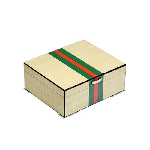 Gucc İtaly Humidor Puro Kutusu Yeşil/Kırmızı Akçaağaç 40's