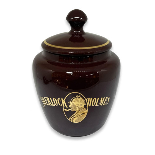 Sherlock Holmes El Yapımı Seramik Pipo Tutun Kavanozu Kahve Large