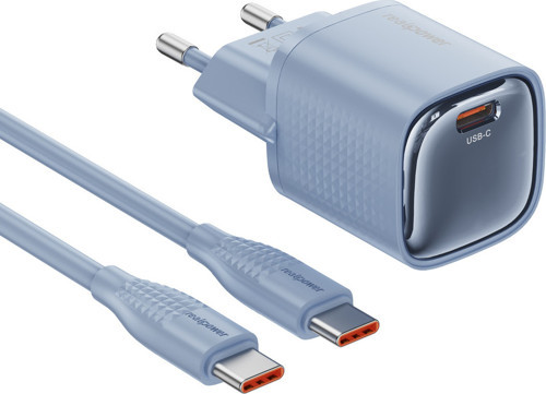 30W USB-C hızlı şarj cihazı ve kablo set mavi (USB-C - USB-C 60W kablo) TCS30WBL