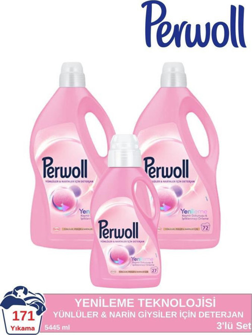 Yünlü ve İpekli İçin Sıvı Deterjan 3.96L x2+1485 ml – Renk Koruma ve Yumuşaklık