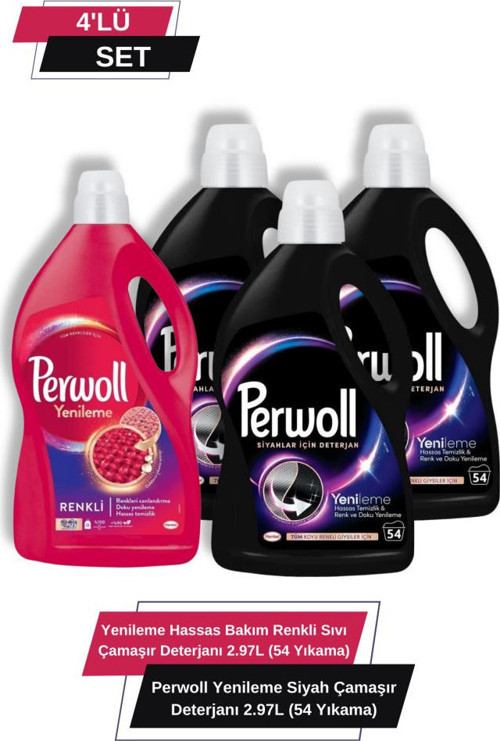 2,97 L Siyah x3 + Perwol 2,97 Renkli (4'lü Set)