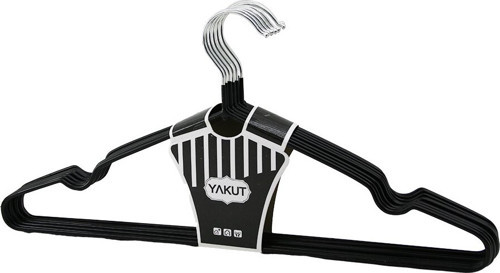 SİYAH 10PCS SİLİKON KAPLAMALI METAL ELBİSE ASKISI