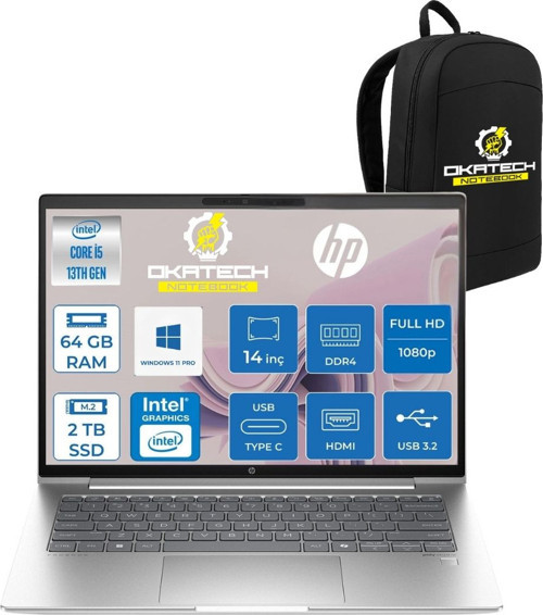PROBOOK 440 G10 İ5-1334U 64 GB RAM DDR4 2 TB SSD 14'' FHD IPS W11PRO DİZÜSTÜ BİLGİSAYAR & OKATECH ÇANTA B2PH4ESOKATECH21