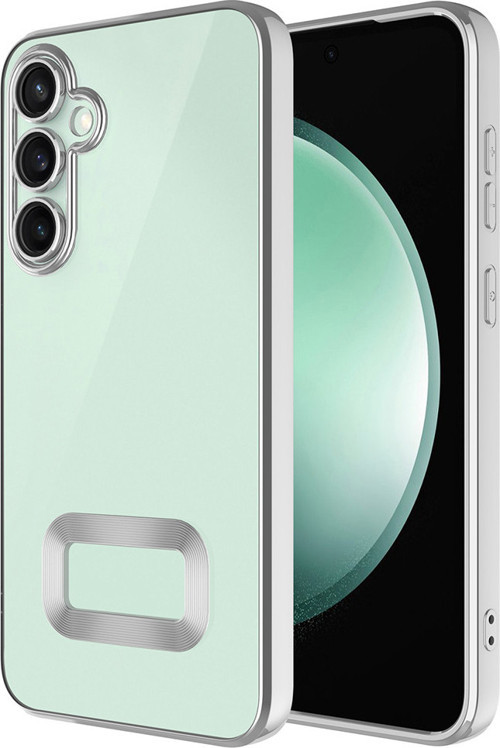 Galaxy S25 FE Kılıf Kamera Korumalı Logo Gösteren Zore Omega Kapak - Gümüş