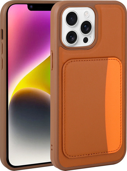iPhone 16 Pro Max Kılıf Kartlıklı Zore X-Kart Silikon Kapak - Kahverengi