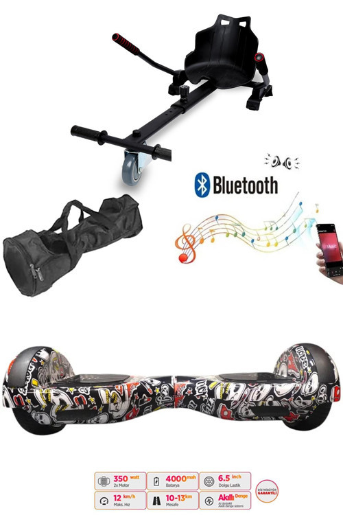 Elektrikli Kaykay Hoverboard Akıllı Denge 6.5 Inch + HoverKart + Çanta EXTREM PAKET D14