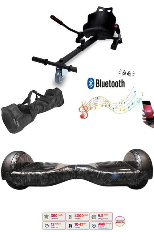 Elektrikli Kaykay Hoverboard Akıllı Denge 6.5 Inch + HoverKart + Çanta EXTREM PAKET D27