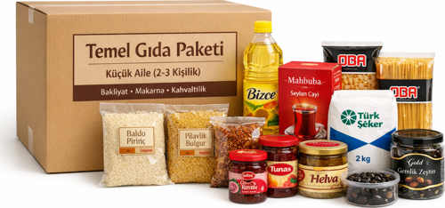 Temel Gıda Paketi | Bakliyat, Makarna ve Kahvaltılık | Küçük Aile (2-3 Kişilik)