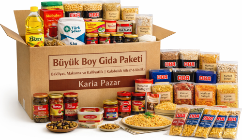 Büyük Boy Gıda Paketi | Bakliyat, Makarna ve Kahvaltılık | Kalabalık Aile (7-8 Kişilik)