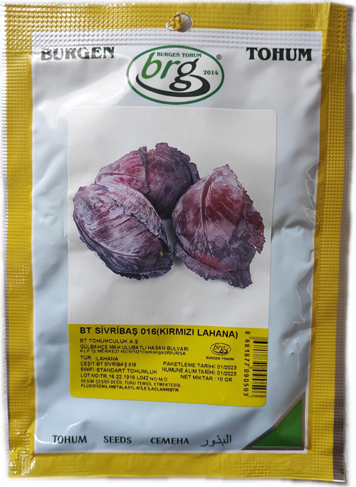 BT Sivribaş 016 Kırmızı Lahana Tohumu 10 gr