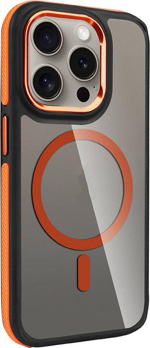iPhone 15 Pro Kılıf Magsafe Şarj Özellikli Mat Görünümlü Orange Style Kapak