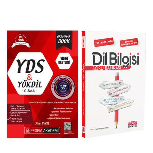 Pegem Yayınları YDS YÖKDİL Grammar Book ve AKM Dil Bilgisi Soru Bankası Seti 2 Kitap