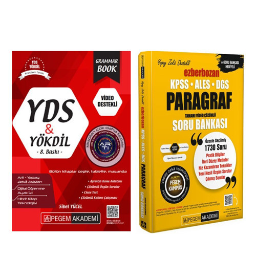 Pegem Yayınları YDS YÖKDİL Grammar Book ve Ezberbozan Paragraf Soru Bankası Seti 2 Kitap