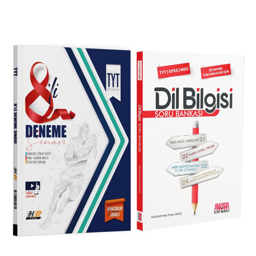 Hız Renk TYT 8 li Deneme ve AKM Dil Bilgisi Soru Bankası Seti 2 Kitap