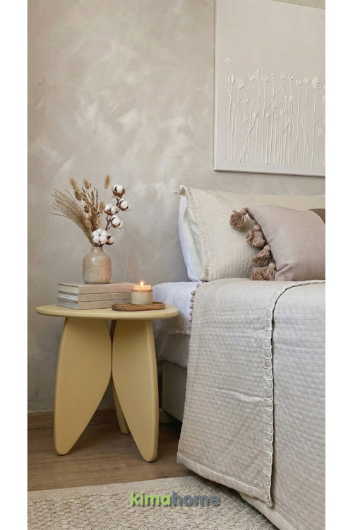 Kelebek Görünümlü Dekoratif 3 Ayaklı Modern Ziğon Yan Sehpa 43 Cm
