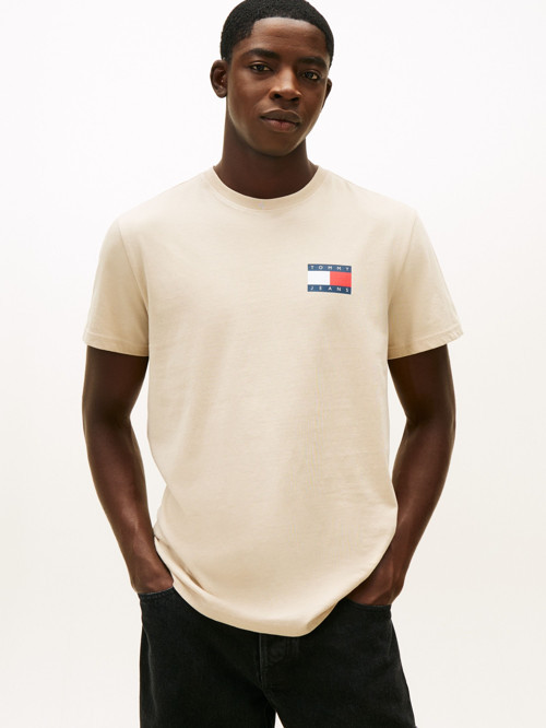 TJM SLIM ESSENTIAL FLAG TEE EXT Erkek Bej T-Shirt - DM0DM20740