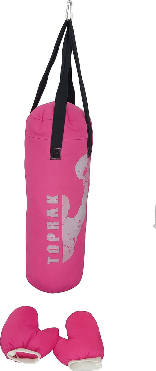 Boks Torbası Eldiven Ve Karabina Hediyeli İçi Dolu 60x22cm Pembe