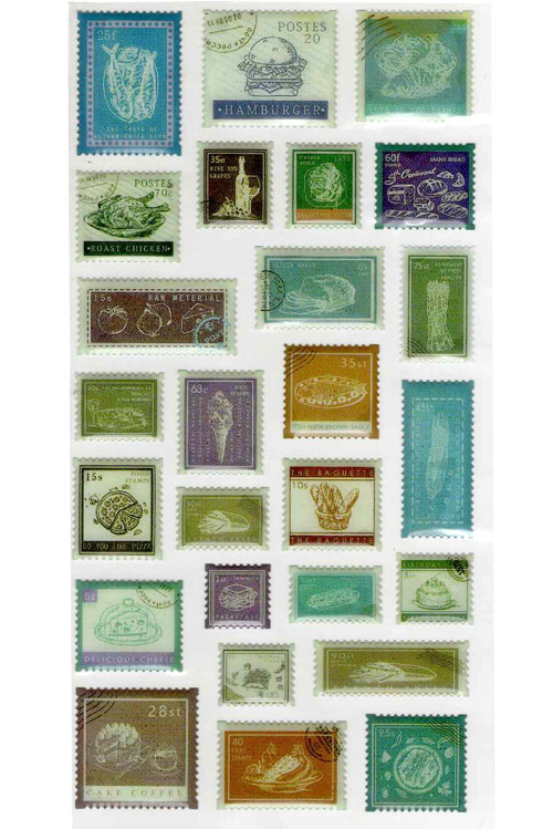 Vintage Sticker Pul Retro Style Kabartmalı Stiker Çıkartma Etiket 9x17 cm - Yiyecek Pul Mektup