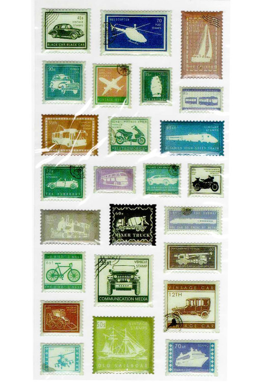 Vintage Sticker Pul Retro Style Kabartmalı Stiker Çıkartma Etiket 9x17 cm - Taşıt Araba Pul Mektup