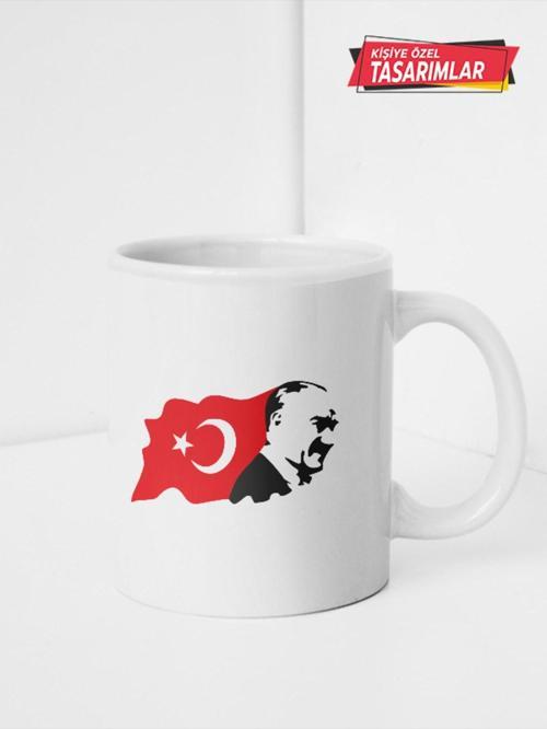 Atatürk Ve Türk Bayrağı Tasarımlı Kupa Bardak