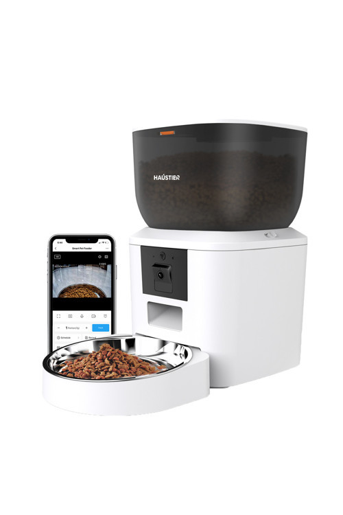 QQ029 Kameralı 1080P Gece Görüş, Akıllı Otomatik Kedi Köpek Mama Kabı, 2.4Ghz/5Ghz, 4Lt, Metal Kase